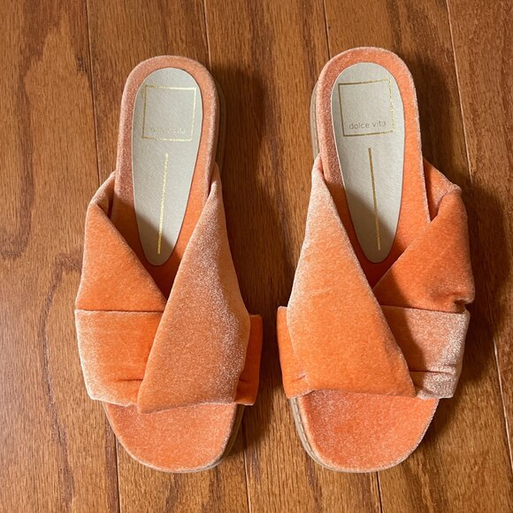Dolce Vita Velvet Twist Slides Orange 6 - Picture 4 of 8